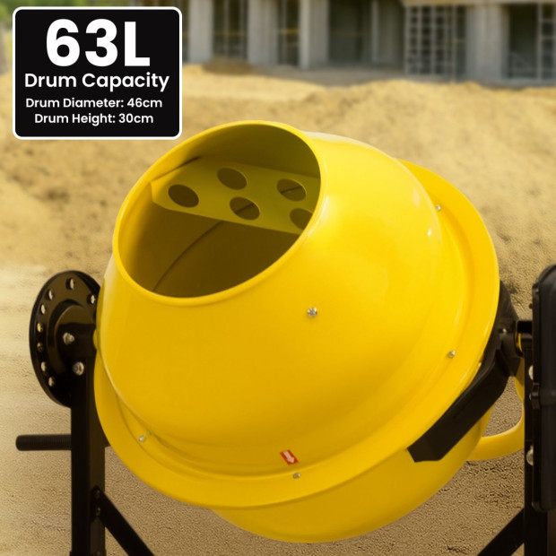 Kartrite Portable 63L Cement Concrete Mixer Dual Mix Blades & Tipper Lock 220W Image 8