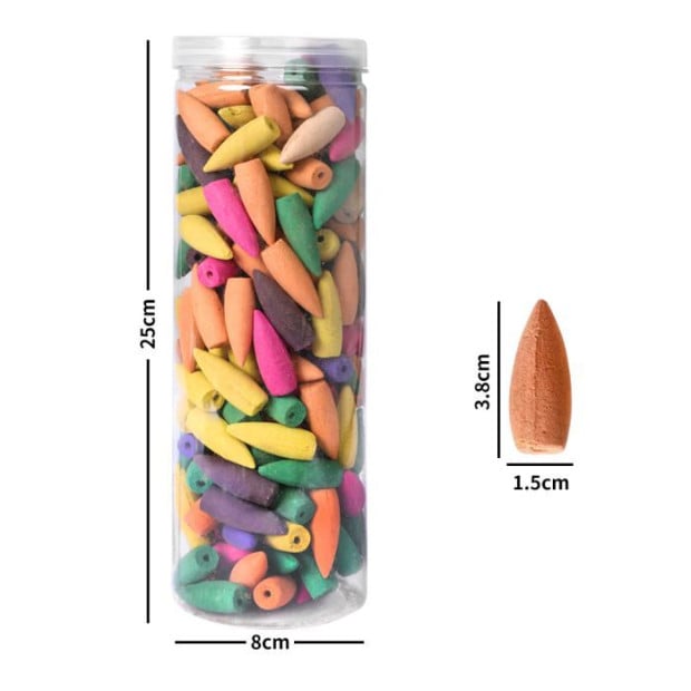 188x Incense Cones Colorful for Backflow Waterfall Tower Natural Fragrance Image 3