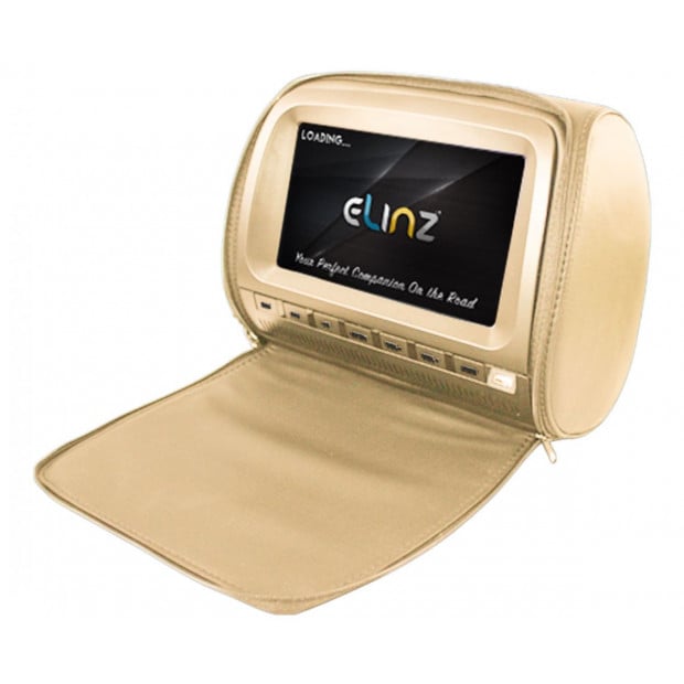 Elinz 2x 9 Touch Screen Car Headrest DVD Player Monitor Pillow Beige Image 2