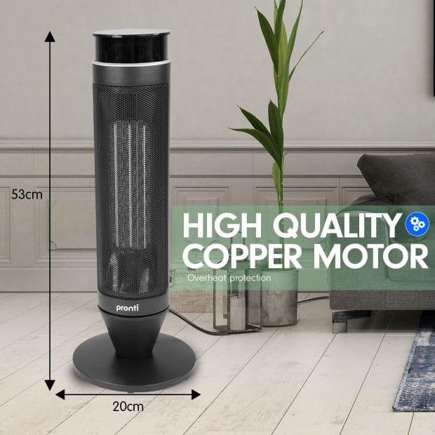 Pronti Electric Tower Heater 2000W Remote Portable - Black Image 5