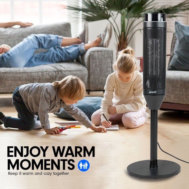 Pronti Electric Tower Heater 2000W Ceramic Portable Remote - Black Image 2
