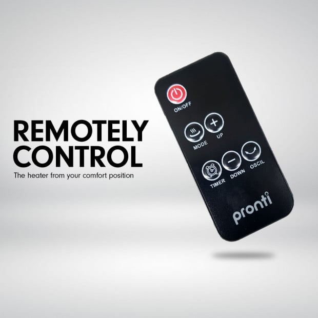 Pronti Electric Tower Heater 2000W Ceramic Portable Remote - Black Image 7