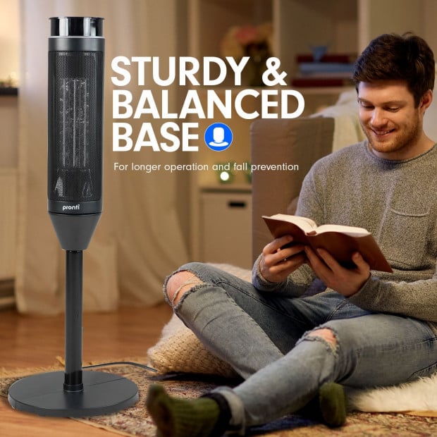 Pronti Electric Tower Heater 2000W Ceramic Portable Remote - Black Image 5
