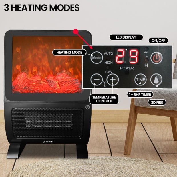 Pronti 3D Fire PTC Remote Controlled Heater - 2000W Image 7