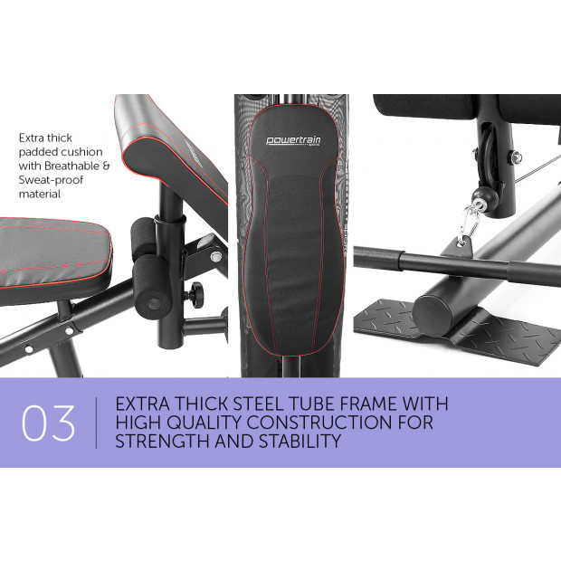 Powertrain Multi Station Home Gym with 45kg Weights & Preacher Curl Pad Image 4