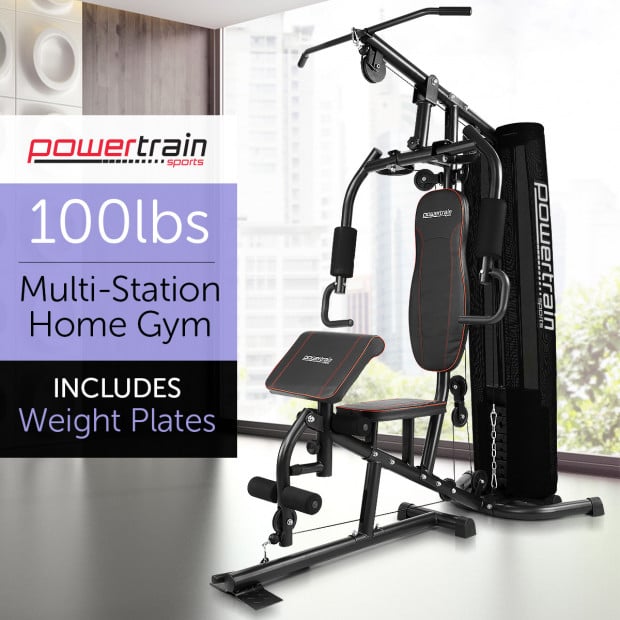 Powertrain Multi Station Home Gym with 45kg Weights & Preacher Curl Pad Image 2