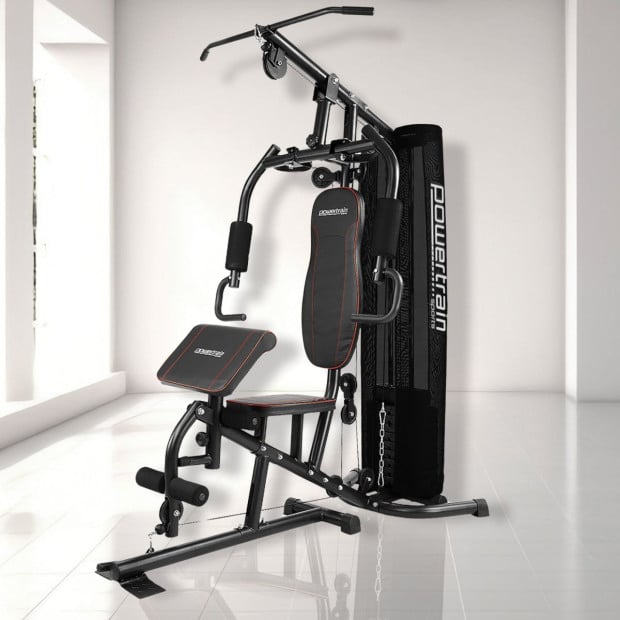 Powertrain Multi Station Home Gym with 68kg Weights Preacher Curl Pad Image 11