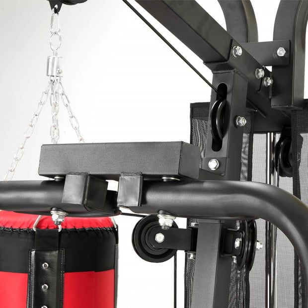 Powertrain Home Gym Multi Station with 110lb Weights, Boxing Punching Bag, and Speed Bag Image 16