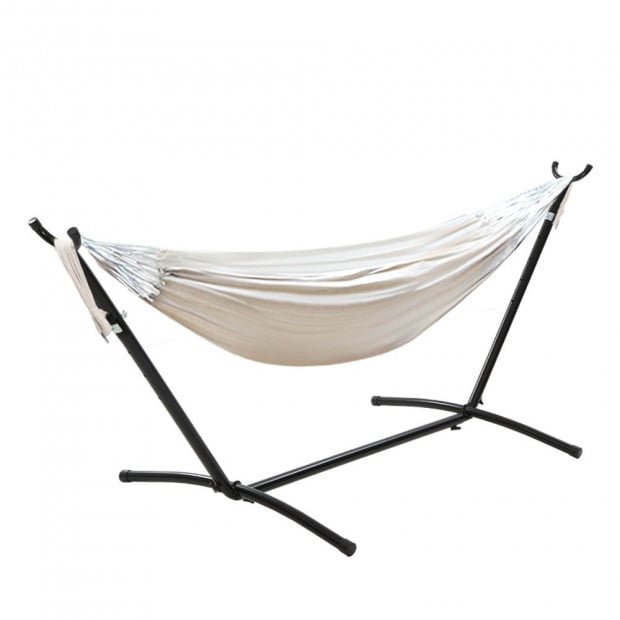 Camping Hammock With Stand Cotton Rope Lounge Hammocks Outdoor Image 3