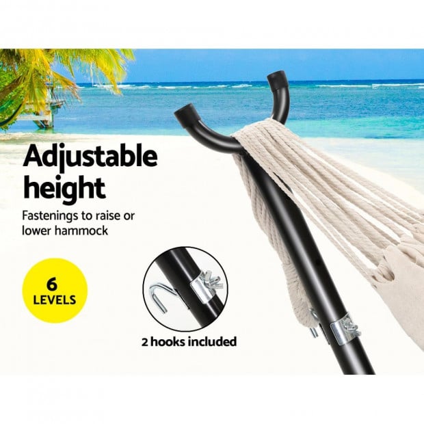 Camping Hammock With Stand Cotton Rope Lounge Hammocks Outdoor Image 6