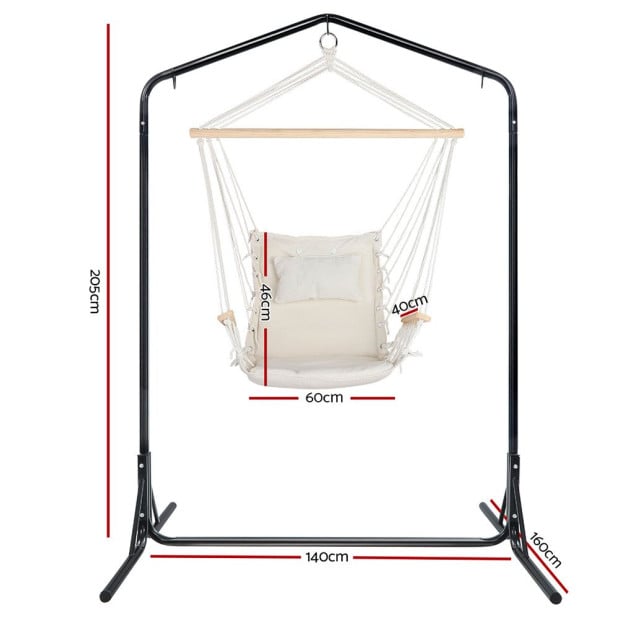 Outdoor Hammock Chair With Stand Swing Hanging Hammock Garden Cream Image 2