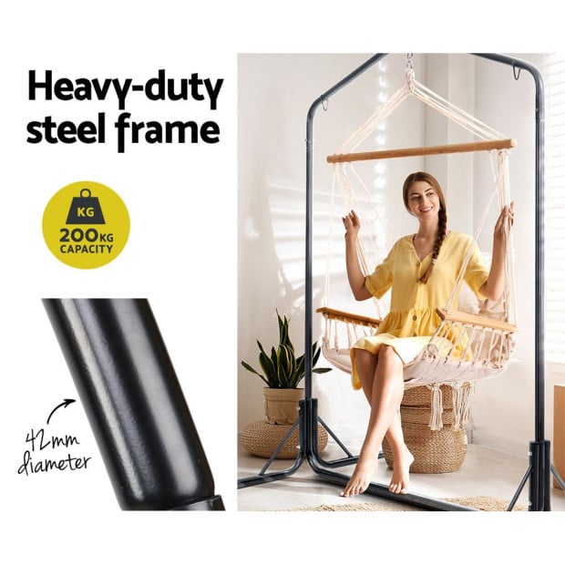 Outdoor Hammock Chair With Stand Swing Hanging Hammock Garden Cream Image 5