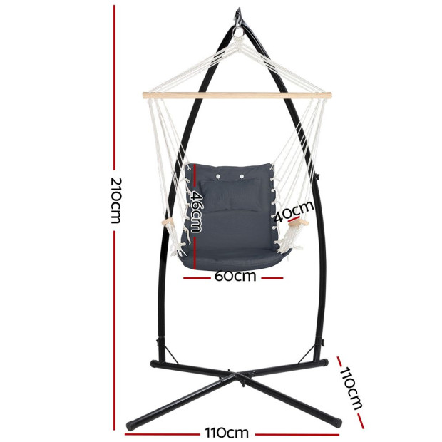Outdoor Hammock Chair With Steel Stand Hanging Hammock Beach Grey Image 2