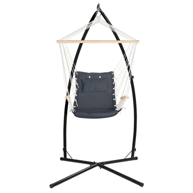 Outdoor Hammock Chair With Steel Stand Hanging Hammock Beach Grey Image 3