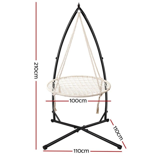 Kids Outdoor Nest Spider Web Swing Hammock Chair Steel Stand 100cm Image 2