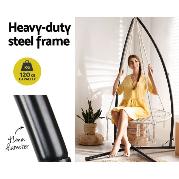 Kids Outdoor Nest Spider Web Swing Hammock Chair Steel Stand 100cm Image 3