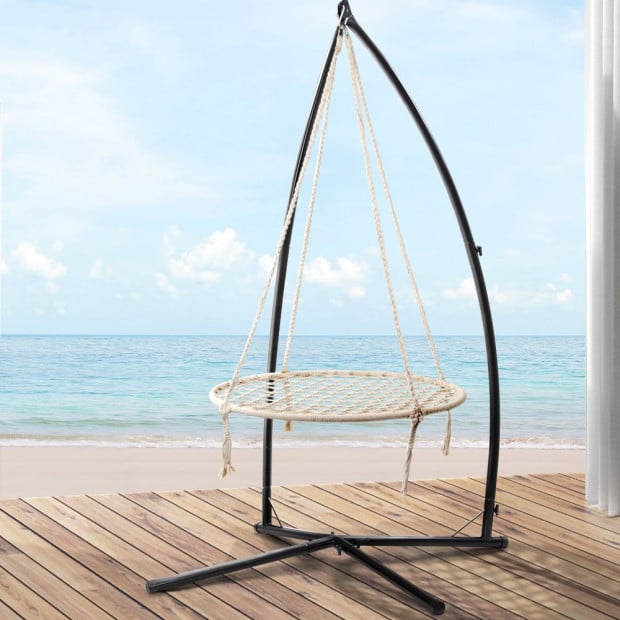 Kids Outdoor Nest Spider Web Swing Hammock Chair Steel Stand 100cm Image 8