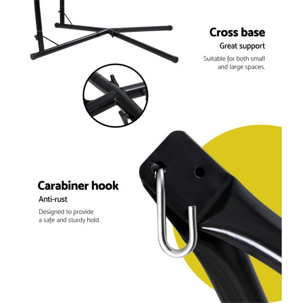 Outdoor Hammock Chair Steel Stand Hanging Hammock With Pillow Cream Image 5