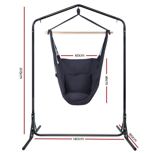 Outdoor Hammock Chair With Stand Hanging Hammock With Pillow Grey Image 2