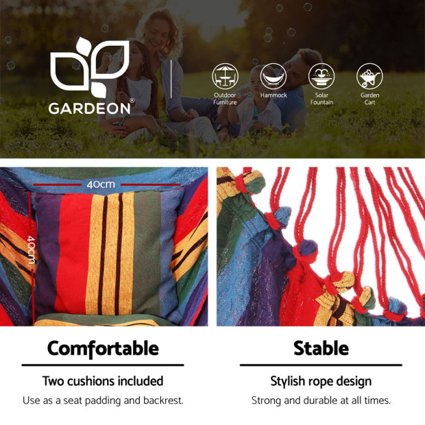 Outdoor Hammock Chair With Steel Stand Hanging Hammock Pillow Rainbow Image 4