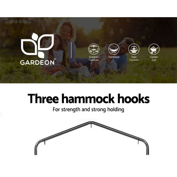 Outdoor Hammock Chair With Stand Cotton Swing Relax Hanging 124cm Cream Image 3
