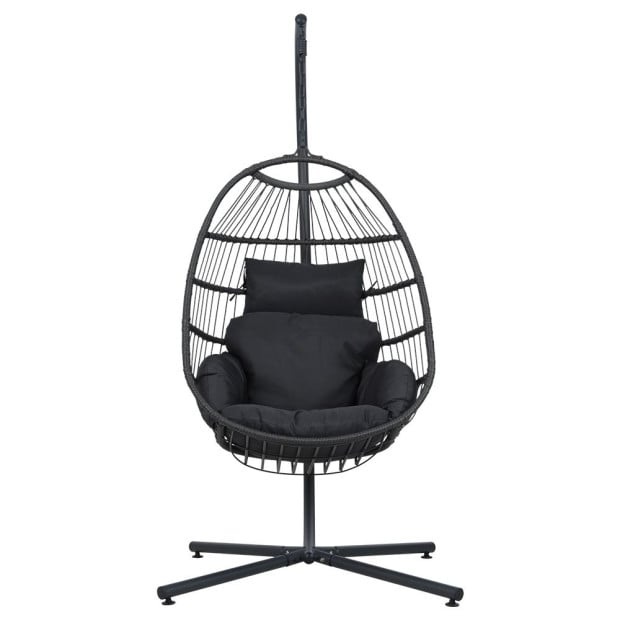 Egg Swing Chair Hammock Stand Outdoor Hanging Wicker Seat Grey Image 3