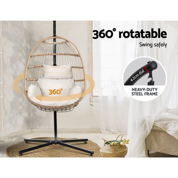 Swing Chair Hammock With Stand Outdoor Furniture Hanging Wicker Seat Image 6