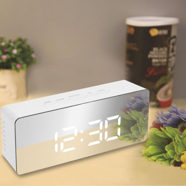 LED Mirror Alarm Clock With Night Light Image 6