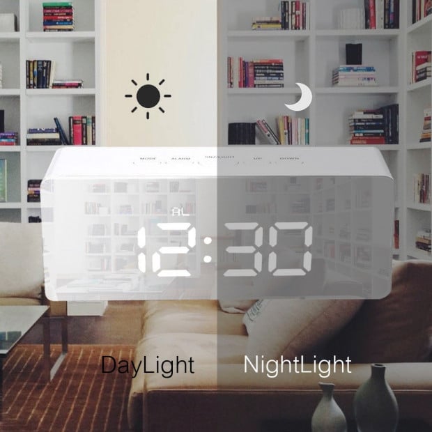 LED Mirror Alarm Clock With Night Light Image 5