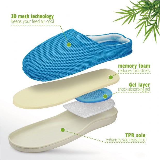 Unisex Anti-fatigue Bamboo Gel Slippers - Large Image 4