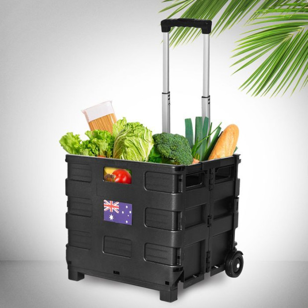 Foldable Shopping Cart Trolley Pack & Roll Folding Grocery Basket Crate Portable Image 6