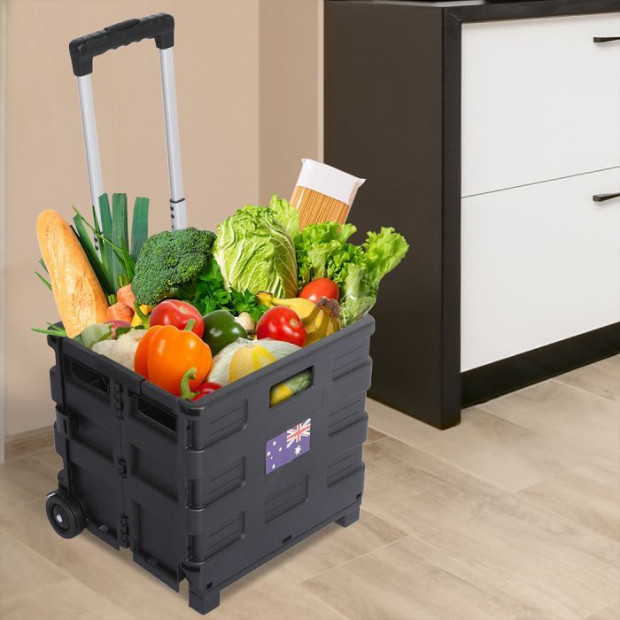 Foldable Shopping Cart Trolley Pack & Roll Folding Grocery Basket Crate Portable Image 7
