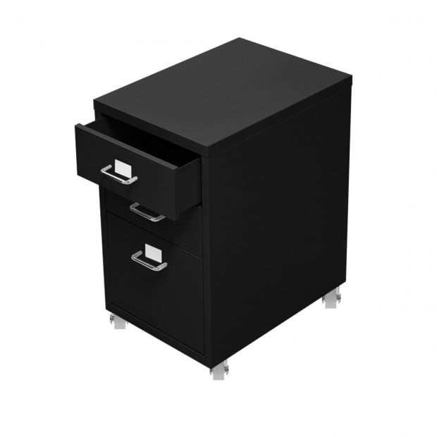 3 Drawers Steel File Cabinet Black Image 3