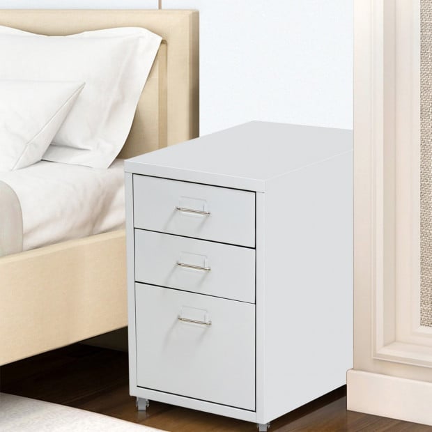 3 Drawers Steel File Cabinet White Image 2