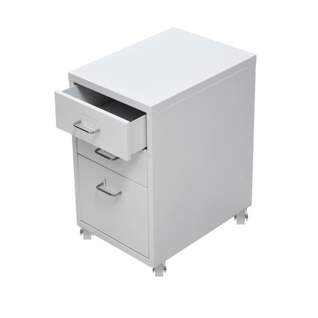 3 Drawers Steel File Cabinet White Image 3