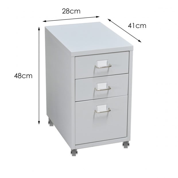 3 Drawers Steel File Cabinet White Image 6