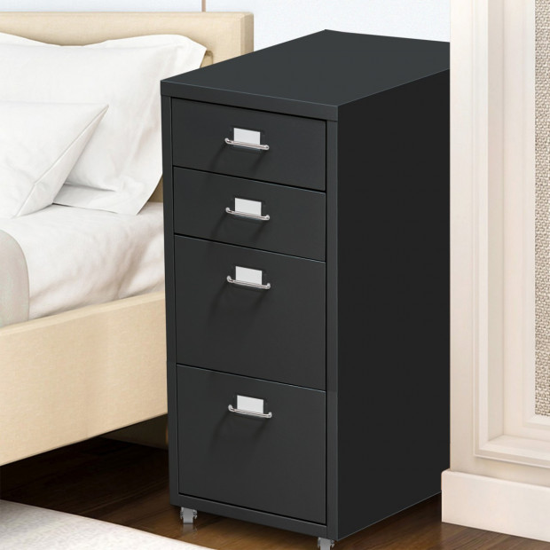 4 Drawers Steel File Cabinet Black Image 2