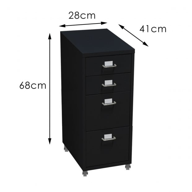 4 Drawers Steel File Cabinet Black Image 6