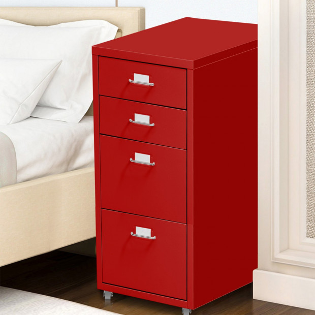 4 Drawers Steel File Cabinet Red Image 2