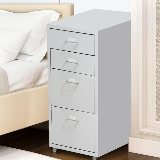 4 Drawers Steel File Cabinet White Image 2