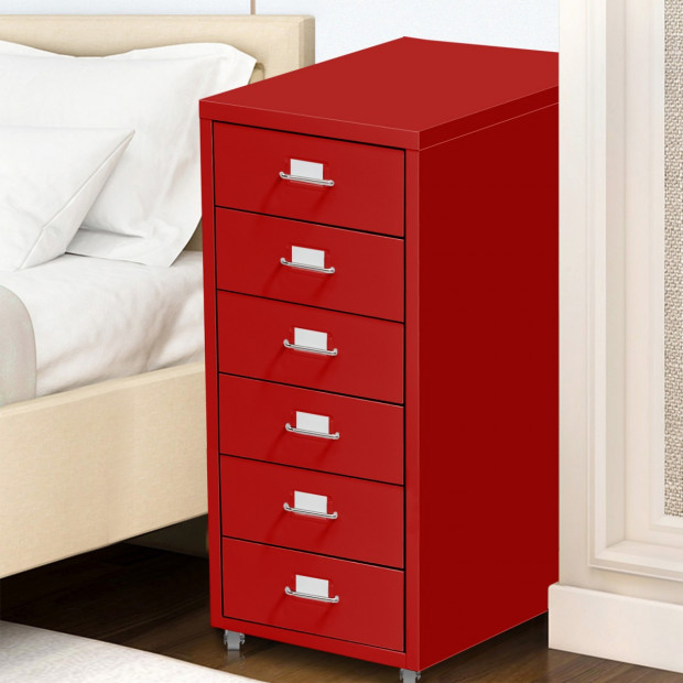 6 Drawers Steel File Cabinet Red Image 2