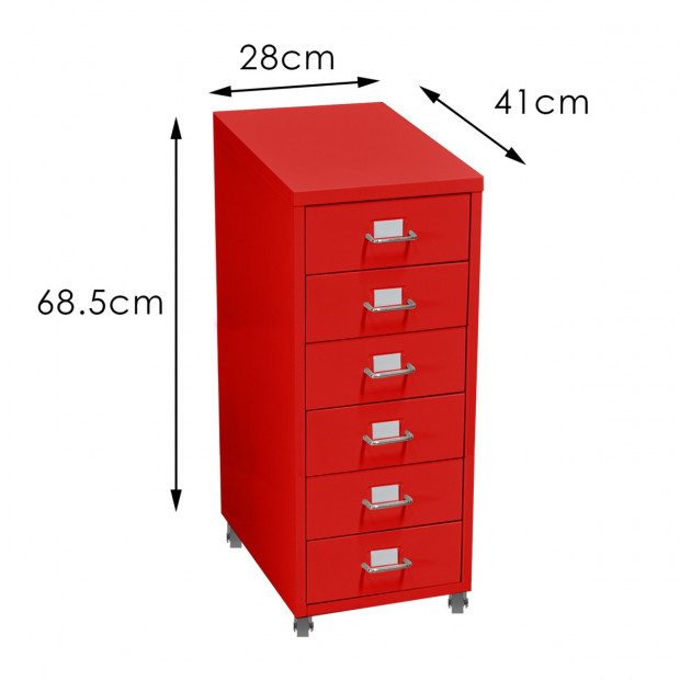 6 Drawers Steel File Cabinet Red Image 6
