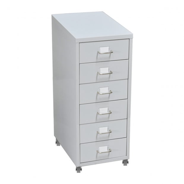 6 Drawers Steel File Cabinet White
