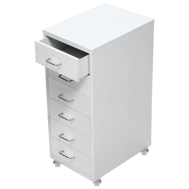 6 Drawers Steel File Cabinet White Image 3