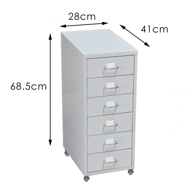 6 Drawers Steel File Cabinet White Image 6