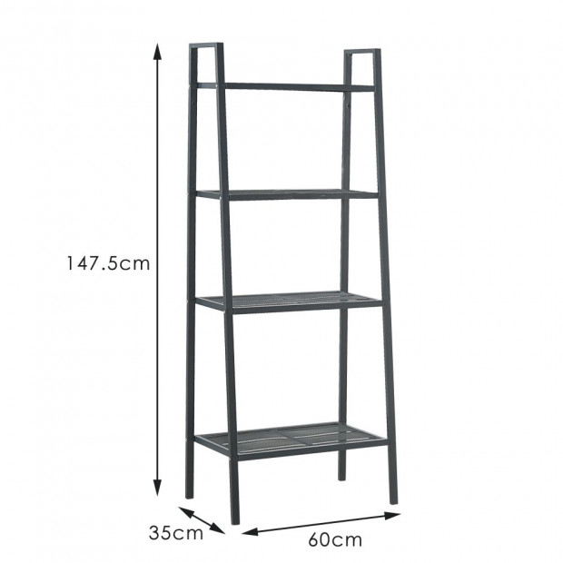 4 Tier Ladder Shelf Display Rack White Colour Image 6