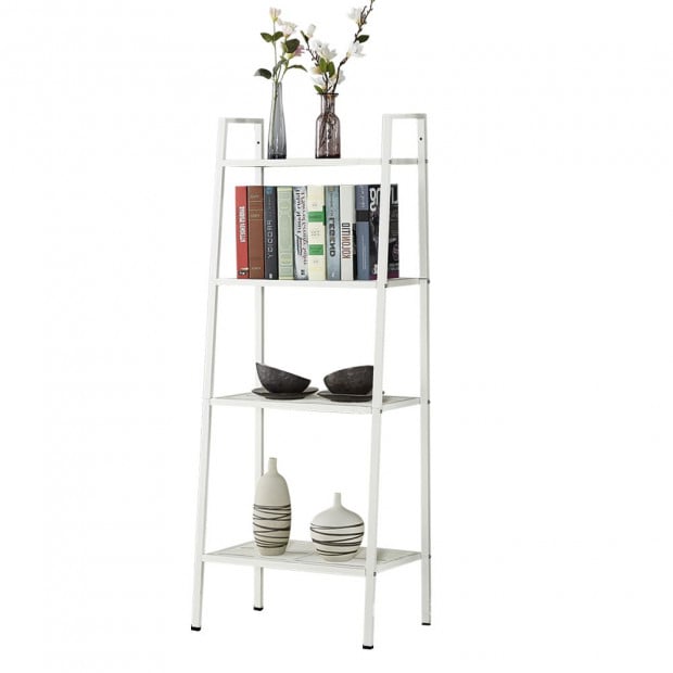 4 Tier Ladder Shelf Display Rack White Colour