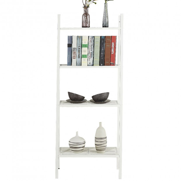 4 Tier Ladder Shelf Display Rack White Colour Image 3