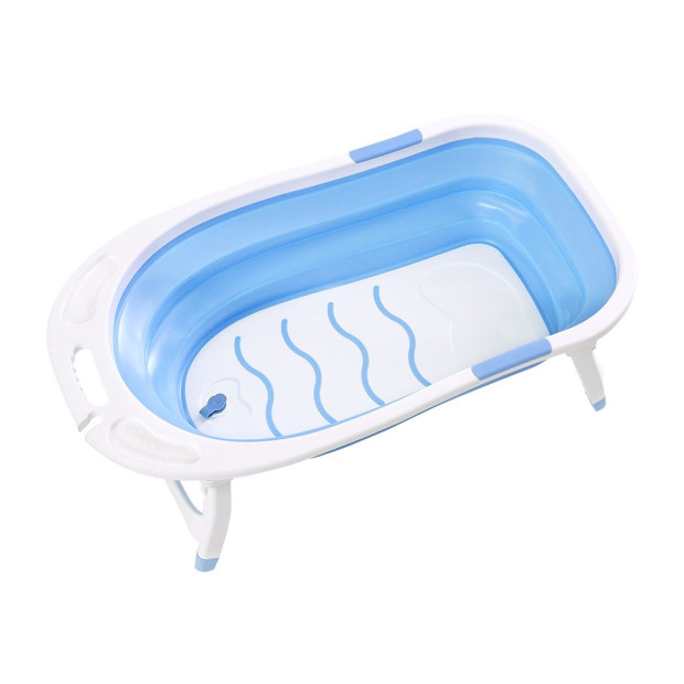 Baby Bath Tub Infant Toddlers Folding Safety Bathing ShowerBlue Image 2