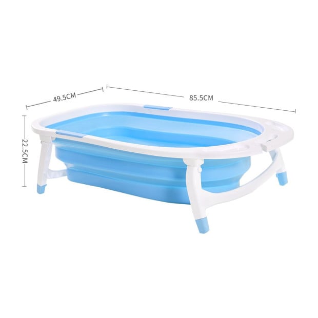 Baby Bath Tub Infant Toddlers Folding Safety Bathing ShowerBlue Image 3